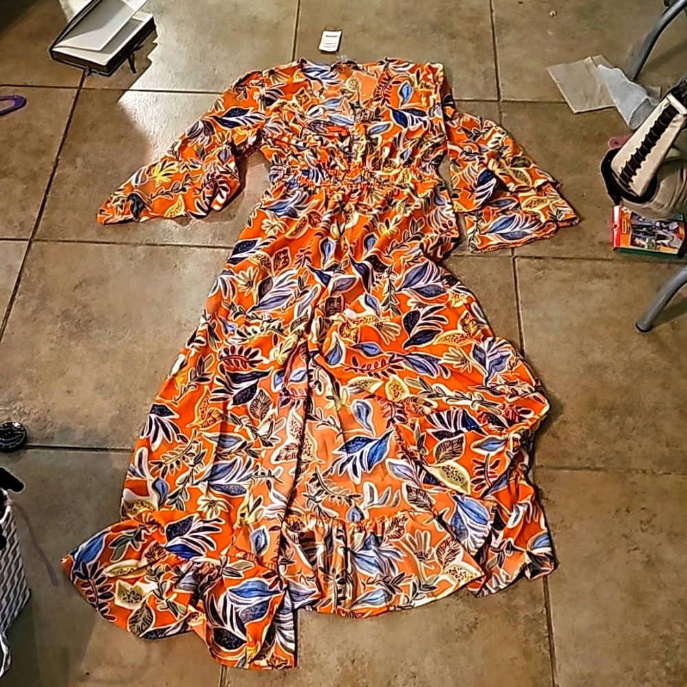 WESTERN PLANTS PATTERN MAXI DRESS